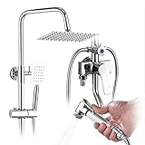 Badewannen- und Duscharmatur-Set mit 4-in-1-Handbrause und Regenduschkopf, Einhebel-Armaturenset for Badewanne und Dusche
