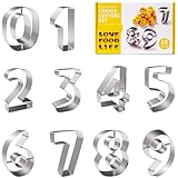 Zahlen Ausstecher,Groß Ausstechformen Zahlen 0-9,Edelstahl Digitaler Keksausstecher,Kekse Ausstechform,Cookie Cutter,für Kekse,Backen,Kuchen dekorieren,Fondant,DIY Backform