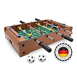 Kyto Kickertisch Kinder und Erwachsene, Mini Tischkicker, Tischfussball 51x31x10 cm, aus Holz, Inkl. 2X Kicker Bälle