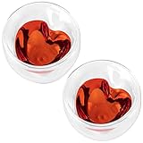 ILP 2er Set 300 ml Doppelwandige Gläser Herzförmig - Thermogläser Doppelwandig - Wein Geschenk - Herzglas für Heiß- und Kaltgetränke - Thermo Gläser Herz - Geschenkset Besonderes Geschenk
