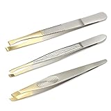 Pinzetten Set 3-teiliges, Pinzette Augenbrauen Zupfen, Präzisions Pinzettenset, Zupfpinzette pinzette Augenbrauen pinzette profi für die Gesichtspflege von Augenbrauen, Barthaaren oder Kleinen Härchen