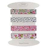 Set von 4 bedrucktes Baumwoll schrägband - Mehrere Farben erhältlich - Set von sehr guter Qualität - 2 Meter pro Farbe - 100% Baumwolle. (Set I)