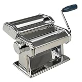 Fackelmann #easyprepare Nudelmaschine für leckere Pasta – Aufsätze für Lasagneblätter, Tagliatelle & Spaghetti – Inklusive Tischhalterung und Anti-Rutsch-Boden, Weiß/Blau-grau