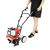 1.9kw Benzin 2-takt Garten Kultivator Benzin Bodenhacke Mini Motorhacke, 6500-7000r Geschwindigkeit, 3-12cm Kultivierungstiefe, 30cm Anbaubreite, Für Pflügen, Ackern, Furchen Ziehen