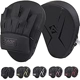 AQF Boxing Pads für Training - Punching Pads Muay Thai Rex Leder Gebogene Boxhandschuhe für MMA, Kickboxen, Karate, Sparring & Kampfsportarten Pads (Schwarz)