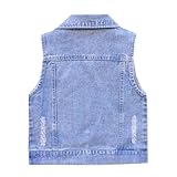 Siehin Mädchen Jeansweste Kinder Denim Weste Ärmellos Jeansjacke Frühling Herbst Casual Jeansweste