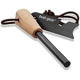 BUSHGEAR Woodz - Feuerstahl mit Handmade Griff - 8, 10 oder 12 mm Dicke - Traditioneller Feuerstarter für Outdoor und Bushcraft Abenteuer (Groß)