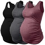 Umstands-Tanktops für Damen, gerüscht, ärmellos, Basic-Tops, Umstandsshirt, Weste, Schwangerschafts-T-Shirt, Schwarz/Dunkelgrau/Burgunderrot, Mittel