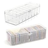 2 Stück Karteikarten Box A7, Transparente Karteikartenbox mit Deckel & Abnehmbaren Trennbrettern, Karteikasten Vokabelbox für bis zu 700 Karten für Lernkarten, Visitenkarten, Lernkarten Box Organizer