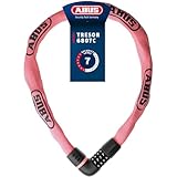 ABUS Kettenschloss Tresor 6807C - Zahlenschloss mit 360°-Bolzen, 7 mm Starke Stahlkette, 4-stelliger Zahlencode - Fahrradschloss mit Sicherheitslevel 7 - Länge 110 cm, Rose