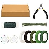 Tyinerc Blumenstrauß-Herstellungsset – 10-teiliges Set für Blumenarrangements, Handwerkswerkzeuge, Bänder für Stiele, Hochzeit, Korsagen und Projekte