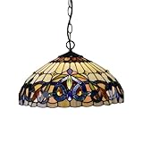 MOLOURK Retro Tiffany Esstisch Deckenleuchte Pendelleuchte Glas Wohnzimmer Hängelamp Ø40cm Barock Küchenlampen Vintage Esszimmer Hängeleuchte E27 für Schlafzimmer Cafe Bar