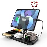 Wireless Charger für Apple,4 in 1 Wireless Ladegerät für Apple Ladestation für iPhone 16/15/14/13/12/11, Ladestation für Apple Watch 9/8/7/6/5/SE/4/3/2, AirPods 3/2/Pro, Ladegerät für iPad