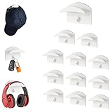 12 Stück Selbstklebende Huthaken, Hutständer haken, Wandmontage Huthalter, Hut-Aufbewahrung Kleiderbügel, für Verschiedene Mützen, Schals, Taschen, Kopfhörer, Schlüsselanhänger, Haarschmuck, Weiß