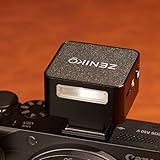 ZENIKO ZT08 R Mini TTL Aufsteckblitz für Canon R-Serie – 47g Ultraleicht, USB-C Ladung, 28mm Weitwinkel, OLED Display, 740 Vollblitze, Retro Design (Schwarz)
