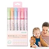 Colored Curve Textmarker-Stifte-Set, 6 verschiedene Formen, Marker, Textmarker, farbige Kurven, Glitzer-Marker für Teenager, Notizen, Scrapbooking, Zeichnen