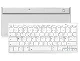 Bluetooth Tastatur für PC, Notebook, Windows, Mac, Chrome OS, Android, iPad OS, Apple TV, Deutsches Layout, Kabellose QWERTZ Multi-Device Tastatur, Weiss