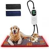 Angelpet Haustier Heizkissen XL 60x90cm – Heizdecke für Hunde & Katzen, 30–60 ℃ Temperatur & 14 Timer (0–12H/24H), Hunde Heizmatte mit Auto Screen-Off, bissfestem 1,8 m Kabel, 2 waschbaren Bezügen
