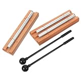 INOOMP 2 Sätze Meditations handglocken Holz und Metall mit Schlägel Klarer Klang für Yoga Achtsamkeit Gebet und Klassenraum Langlebig Resonierend für Erwachsene und Geeignet