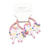 Einhorn Haargummis für klein Mädchen (2Stk/ 1paar) Elastischer Haargummi mit Bunt Cartoon für Kinder - Zopfgummi Haarschmuck mädchen - Unicorn Hair Ties/Ponytail bands 2pcs-1 pair (Weiß B)