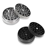 Herb Grinder,2 Piece Kräutermühlen,Grinder Crusher Mühle für Spice,Grinder für trockenes Kräuter Zinklegierung Mentalmühle(Farbe: Gun Sliver,Schwarz)