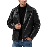 DASONLUE Motorrad Lederjacke Herren Revers Einfarbig Lederjacken Asymmetrische Zipper Lederjacken Retro Modische Bikerjacke Modische Winterjacke Warmer Outdoor Leather Jacket