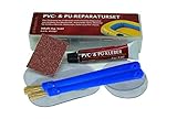 Plastik, PVC & PU- Reparatur-Set zum Beispiel für Schlauchboot, Zelt, Pool, Gewebe, Planen, Markise, Isomatte, Luftmatratze usw. aus Vinyl, PVC und PU