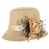 GALPADA Damen Vintage Hut Mit Spitze Und Großen Blumen Atmungsaktive Und Leichte Mütze Für Elegante Anlässe Für Teepartys Und Kirchliche Veranstaltungen Modischer Frauenhut
