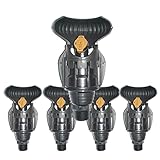 [5er-Pack] Super 10 Rotationssprenger + 180 Grad Windabweiser, 1/2 Zoll Außengewinde, 360 Grad drehbar, mit Reichweite bis zu 10 m und Arbeitsdruck von 2,5 bis 4 Bar. [Braun] Deckel für Sprinkler