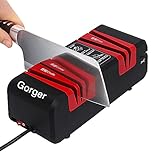 Messerschärfer Profi, Chefs Choice, Elektrisches und manuelles Schärfen, Diamantbeschichtet, Rutschfeste Basis, 3 in 1 Messerschärfer für Küchenmesser, Scheren, Schraubendreher (Schwarz)