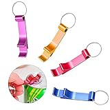 4 Stück Flaschenöffner Schlüsselanhänger, Aluminium Bieröffner Schlüsselring, Tragbarer Bieröffner aus Aluminium für Familie, Camping, Parteien(Rot, Blau, Lila, Gold)