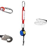 YDDHQ Höhensicherungsgerät, Retractable Fallschutzausrüstungen für Dachkonstruktion, Auffanggurt Absturzsicherung Fallschutz-Set (mit Karabiner und Haken), Leicht zu Tragen, 3m