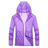 HNULGVI Regen Poncho Wasserdicht Schnelltrocknender Regenmantel Wasserdichter Angelmantel Unisex Outdoor Sonnenschutzjacken Leichte atmungsaktive Damen-Windjacke für Reisen(Purple,L)