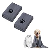 AMSGANK Hundehandtuch, 2 Stück Microfaser Handtücher für Hunde und Katzen Hundehandtuch Extra Saugfähig, Schnell Trocknend, Kuschelweich, Maschinenwaschbar (75 x 35 cm, Grau)