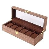 Generisch Uhrenbox, Uhren-Organizer für Herren/Damen, Schmuckuhrenablage, Uhrenaufbewahrungsbox im Herren- und Damenstil, Präsentationsständer mit 6 Fächern und transparenter Glasvitrine