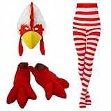 Liitrsh 3-teiliges Halloween-Kostüm-Zubehör-Set mit Huhn/Ente, lustige Plüschmaske, Hut, Krallenschuhe, Strumpfhose für Männer und Frauen, Cosplay, hellgelb, 11.02 Inches