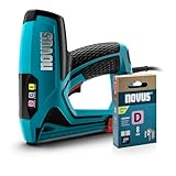 NOVUS TOOLS Elektrotacker J-151 Set inkl. 1200 Klammern │ Professionelle Tacker- und Nagelpistole für Holz zur Befestigung von Folien und Zierleisten │ Für Nägel 16 mm und Flachdrahtklammern 6-14 mm
