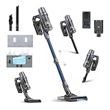 Olvy Akku-Staubsauger mit Wischfunktion, Tierhaare/Teppiche/Hartböden, Kabelloser 2-in-1, ohne Beutel, 35KPA Saugleistung, 5 Stufen, LED-Display, Leichter Staubsauger mit HEPA-Filter & Zubehör