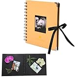 30 Seiten Fotoalbum zum Selbstgestalten, 17.5 x 17.5 cm Album zum Selbstgestalten,DIY Scrapbook Spiralalbum, Photo Album für Fotos Baby,Reisen,Geburtstag,Abschlus,Valentinstag,Hochzeitstag (Gelb)