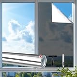 Viwril Fensterfolie Sonnenschutz, UV Folie Fenster hitzeschutz, Spiegelfolie Sichtschutzfolie für Zuhause und Büro, fensterfolie selbsthaftend, Silber(60 x 200 cm)
