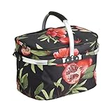 home&you - Einkaufskorb Grandillo, Picknickkorb, Tragekorb, Einkaufstasche, Korbtasche, Kühlkorb, mit Aluminiumgestell, für Picknick, Einkauf, Ausflüge, 27x27.5x42cm - Schwarz