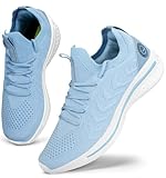 Giniros Laufschuhe Damen Sneaker Sportschuhe Turnschuhe Running Schuhe Tennis Walkingschuhe Straßenlaufschuhe Fitness Jogging Leichte Atmungsaktiv rutschfeste Freizeitschuhe Outdoor Gym Azurblau 40EU