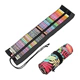Leinwand Pencil Wrap, 72 Löcher Leinwand Stifterolle Pencil Wrap Roll up Holder, Bleistift Wrap Kasten, Leinwand Pencil Wrap, Tragbar Tasche Federmappe für Künstler, Schule, Büro (ohne Bleistifte)