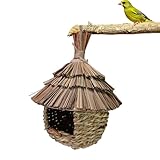 Geflochtenes Stroh-Vogelhaus | Rustikale Stroh-Vogelhäuser im Freien | Country Elegance Wildvogelbeobachtung Vogelhäuser Haustier Vogelschutz für Balkon, Reben
