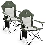 EVER ADVANCED Luxus Campingstuhl Faltbar 160KG Belastbar Ultragroß mit Hoher Rückenlehne, Bequemer Klappstuhl mit Seitentsche & Getränkehalter für Camping Garten Balkon Anglen, Gartenstuhl Anglerstuhl
