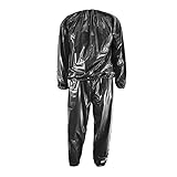 Harilla PVC Schwitz Sauna Anzug, Anti Schweißanzüge Übungs Anzüge Fitness Sauna Anzug Trainingsanzug Hoodie Hose, Schwarz M.
