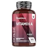 Vitamin A Tabletten - 10.000IE (3000μg) - Bekannt als Augenvitamin - Vitamin A trägt zur Erhaltung der normalen Sehkraft bei (EFSA) - 365 Retinylacetat Tablets - Alternative zu Tropfen - WeightWorld