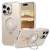 YINLAI für iPhone 16 Pro Max Hülle mit 360° Ständer Ring Kompatibel mit Magsafe,Magnetisch Militärschutz,Matt Rückseite Case Cover HandyHülle für iPhone 16 Pro Max 6.9',Transparent Klar
