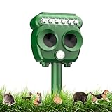 Ultraschall Katzenschreck Solar + LED starker Blitz, bewegungsaktiviert, Quick Fix wasserdichte Schreck mit Erdspieß, Bewegungssensor Repeller für Vögel, Katzen, Nagetiere, Hunde, Wölfe, Waschbären