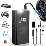 DIHOOM Elektrische Luftpumpe Fahrradpumpe - Schneller 45L/min Luftpumpe Elektrisch mit Power Bank Unterstützung, LED Beleuchtung 6000mAh Akku, 4 Modi, Ideal für Autos Fahrräder Motorräder und Bälle